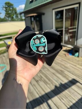 Carhartt Black Bow Hair Clip with Teal Paisley Emblem
